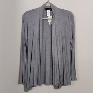 New open front long sleeve gray cardigan